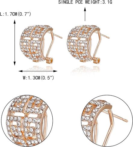 EVER FAITH Round Cubic Zirconia Ear Cuffs Wrap Stud Earrings, Art Deco 1920s Gastby Inspired Labyrinth Wide Dainty Pierced Earring for Women Girls, Cubic Zirconia, Cubic Zirconia in Saudi Arabia