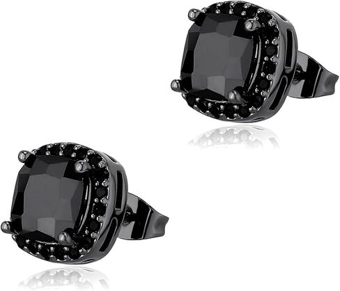 TOPGRILLZ Square Stud Earrings 925 Sterling Silver 5A+ Cubic Zirconia 14K Gold Black Diamonds Stud Earrings For Men Women Aretes De Hombre in Kuwait