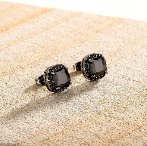 TOPGRILLZ Square Stud Earrings 925 Sterling Silver 5A+ Cubic Zirconia 14K Gold Black Diamonds Stud Earrings For Men Women Aretes De Hombre in Kuwait