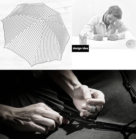 URAWESO Striped Parasol UV Protection Travel Beach Compact Folding Sun Rain Umbrella for Walking (Black) in Kuwait