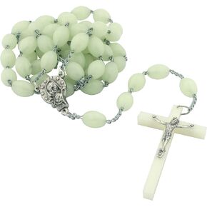 Luminous Glow in the Dark Rosary | Chunky Plastic Hail Mary Beads and Tough Chain | Great Catholic Gift for First Holy Communion and Confirmation | Made in Italy in Saudi Arabia