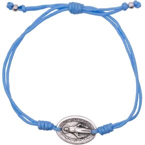Miraculous Medal Bracelet on Blue Cord | Adjustable | Christian Jewelry | Great Catholic Gift for First Holy Communion and Confirmation | Made in Italy in Saudi Arabia