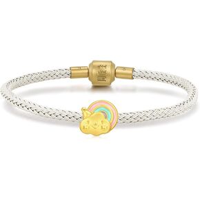 CHOW SANG SANG 999 24K Solid Gold Mini Charm Cheerful Healing Star, Cloud Charm Bracelet for Women and Girls 93868C 93869C