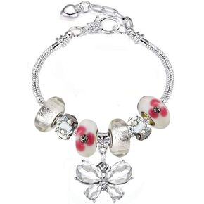 Fit Pandora Bracelets with Charms Set Teen Girls Gifts Ideas Adjustable 6.7-8.3 Inch Butterfly and Flower Jewelry in Kuwait
