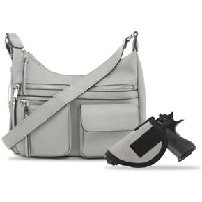 JESSIE & JAMES Large Concealed Carry Crossbody Bag For Women Gunbag Shoulder Purse With Detachable Holster