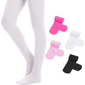 Durio 4 Pairs Ballet Tights for Girls Ultra Soft Toddler Dance Tights Footed Stockings for Girls School Elastic Leggings