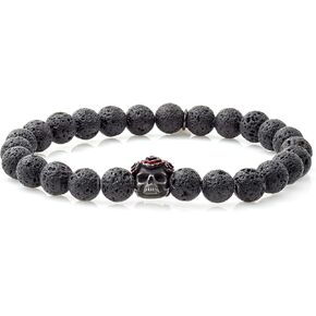 Tateossian Dead Skull Bracelet with Black Lava Beads, Large, 19 cm in Kuwait