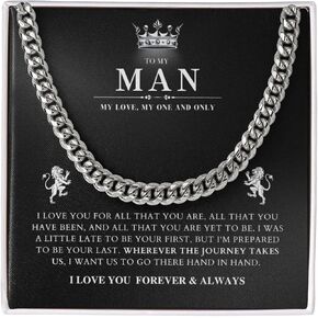 To My Man Necklace, Boyfriend Valentines Day Gift, Mens Cuban Chain Necklace for Fiance, Men Necklaces for Him, Gift For Boyfriend, Husband Gift, Husband Necklace, Boyfriend Necklace, Boyfriend Jewelry in Saudi Arabia