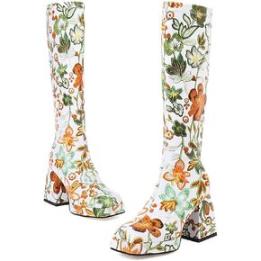 SO SIMPOK النساء زهرة صندل بكعب مكتنز حذاء برقبة للركبة ساحة تو القوطي منصة الأحذية القتالية ركوب الأحذية جوجو الأحذية in Kuwait