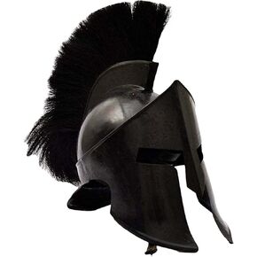 AnNafi® Medieval Greek Spartan Helmet 300 Movie King Leonidas Roman Helmet Black Finish w Red/Black Plume | Legions Helmets