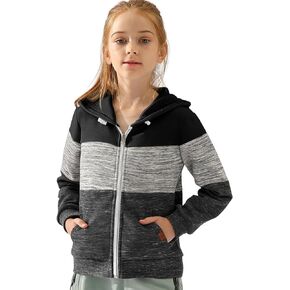 DOUBLJU Lightweight Thin Zip-Up Hoodie Sweatshirts for Youth Girls