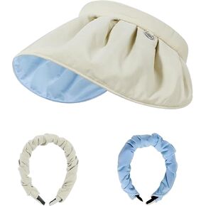 huablo]Wide Brim Sun Visor Hat for Women Golf Visor Cap UV Protection Hat for Beach Tennis BKMao-0002 Off-White in Kuwait