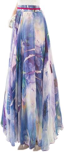 Sinono Womens Long Chiffon Bohemian Skirt Gypsy Dress Maxi Boho Beach Skirt in Saudi Arabia