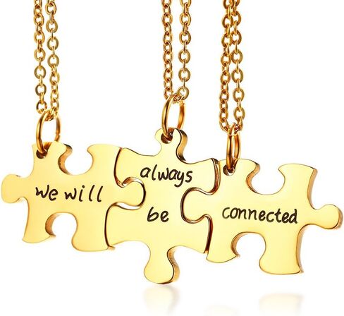الفولاذ المقاوم للصدأ اسم شخصي لغز قطعة قلادة ل 2/3/4/5/6 BFF أفضل صديق متصل خياطة قلادة الصداقة مجوهرات مخصصة الأسرة مجوهرات in Saudi Arabia