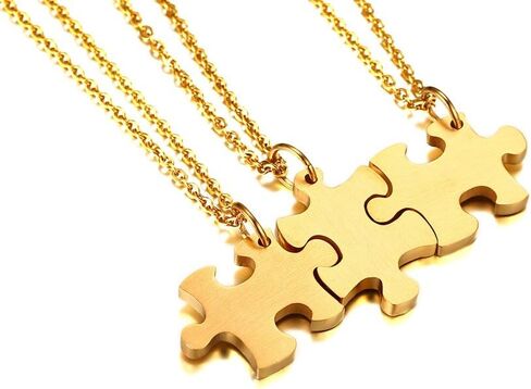 الفولاذ المقاوم للصدأ اسم شخصي لغز قطعة قلادة ل 2/3/4/5/6 BFF أفضل صديق متصل خياطة قلادة الصداقة مجوهرات مخصصة الأسرة مجوهرات in Saudi Arabia
