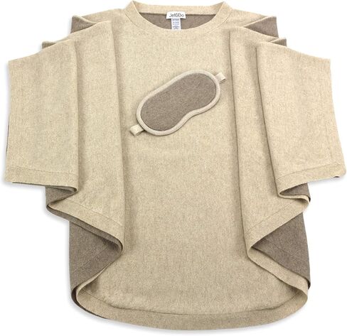 Jet&Bo 100% Pure Cashmere Poncho & Eye Mask Travel Set Beige in Gift Box in Kuwait