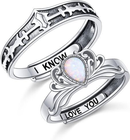 S925 Sterling Silver Couple Rings Set Adjustable Matching Rings Engagement Promise Wedding Gift for Couples Wife Husband in Saudi Arabia