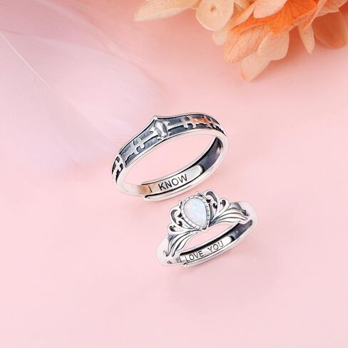 S925 Sterling Silver Couple Rings Set Adjustable Matching Rings Engagement Promise Wedding Gift for Couples Wife Husband in Saudi Arabia