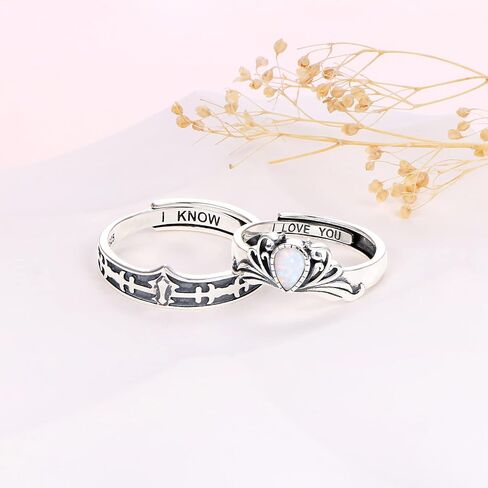 S925 Sterling Silver Couple Rings Set Adjustable Matching Rings Engagement Promise Wedding Gift for Couples Wife Husband in Saudi Arabia