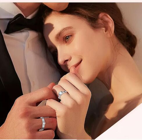 S925 Sterling Silver Couple Rings Set Adjustable Matching Rings Engagement Promise Wedding Gift for Couples Wife Husband in Saudi Arabia