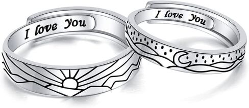 S925 Sterling Silver Couple Rings Set Adjustable Matching Rings Engagement Promise Wedding Gift for Couples Wife Husband in Saudi Arabia