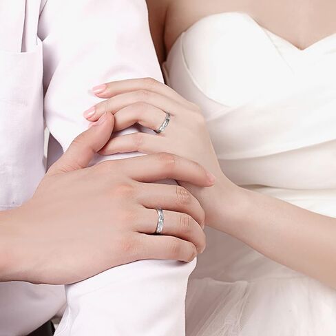 S925 Sterling Silver Couple Rings Set Adjustable Matching Rings Engagement Promise Wedding Gift for Couples Wife Husband in Saudi Arabia
