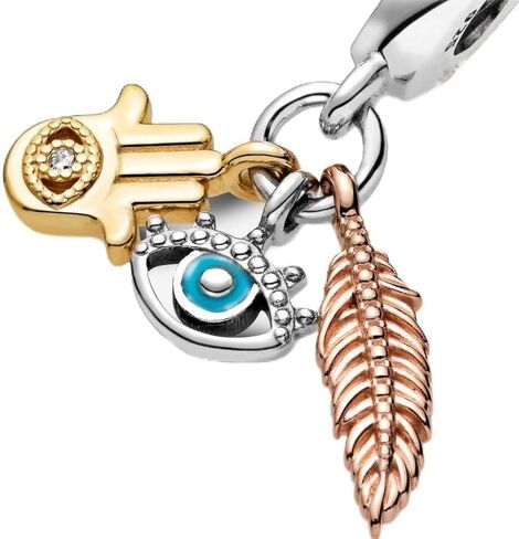 Hamsa, All-seeing Eye & Feather Spirituality Dangle Charm 925 Sterling Silver Pendant,Girl Jewelry Beads Gifts for Women Bracelet&Necklace in Saudi Arabia