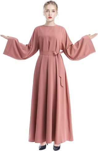 عباية نسائية إسلامية جرس كم طويل فستان ماكسي فضفاض غطاء كامل رداء عربي شرقي دبي ملابس صلاة إسلامية in Kuwait
