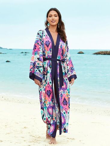 RanRui Kimonos للنساء Duster Kimono Beach Boho Kimono Beach Cover بدلة السباحة in Kuwait