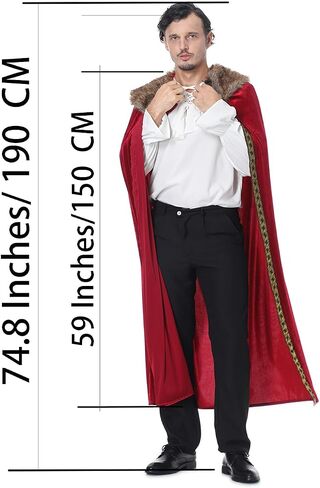 yolsun Men Renaissance cape Victorian Medieval Viking King Costume for Adult in Saudi Arabia