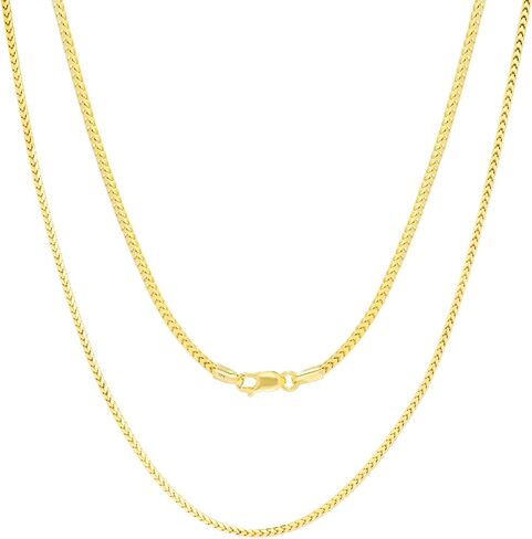 Nuragold 10k Yellow Gold 1.5mm Solid Franco Diamond Cut Wheat Spiga Foxtail Chain Necklace, Womens Mens Lobster Clasp 16" 18" 20" 22" 24" 26" in Kuwait