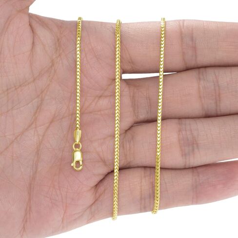 Nuragold 10k Yellow Gold 1.5mm Solid Franco Diamond Cut Wheat Spiga Foxtail Chain Necklace, Womens Mens Lobster Clasp 16" 18" 20" 22" 24" 26" in Kuwait