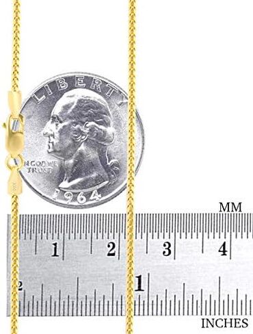 Nuragold 10k Yellow Gold 1.5mm Solid Franco Diamond Cut Wheat Spiga Foxtail Chain Necklace, Womens Mens Lobster Clasp 16" 18" 20" 22" 24" 26" in Kuwait