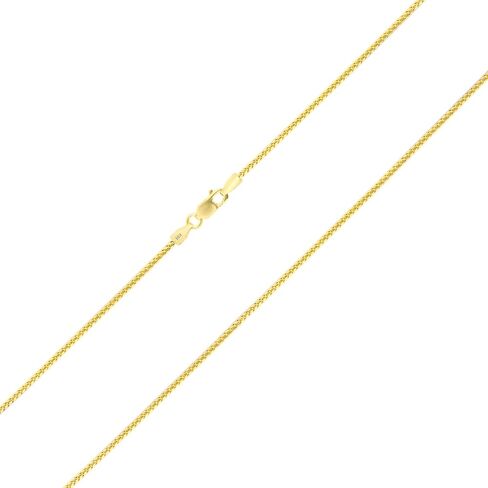 Nuragold 10k Yellow Gold 1.5mm Solid Franco Diamond Cut Wheat Spiga Foxtail Chain Necklace, Womens Mens Lobster Clasp 16" 18" 20" 22" 24" 26" in Kuwait