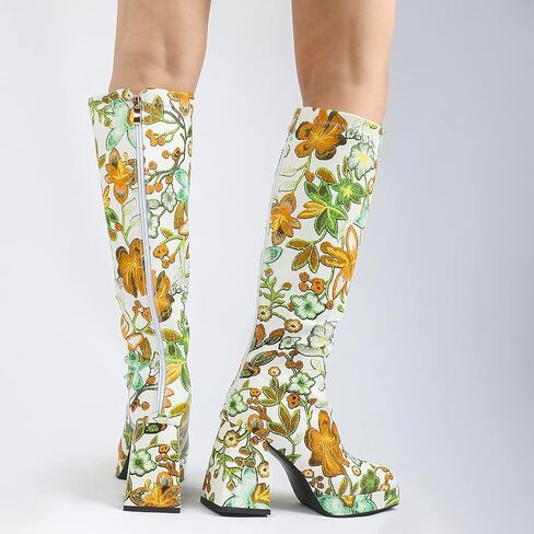 SO SIMPOK النساء زهرة صندل بكعب مكتنز حذاء برقبة للركبة ساحة تو القوطي منصة الأحذية القتالية ركوب الأحذية جوجو الأحذية in Kuwait