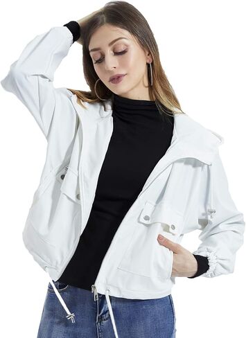 سترة فضفاضة بغطاء رأس للنساء من DIASHINY، معطف مطر بسحاب in Kuwait