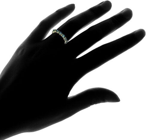 Ice Gems فضة لندن الزرقاء توباز 5x3mm البيضاوي قطع الخلود الفرقة الدائري in Saudi Arabia