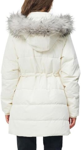 Rasujie Women's Winter Coats Quilted Puffer Jacket with Faux Fur Hood Warm Thicken Parka in Kuwait