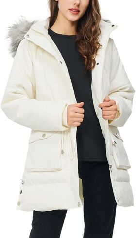 Rasujie Women's Winter Coats Quilted Puffer Jacket with Faux Fur Hood Warm Thicken Parka in Kuwait