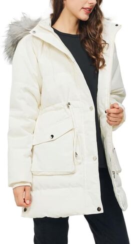 Rasujie Women's Winter Coats Quilted Puffer Jacket with Faux Fur Hood Warm Thicken Parka in Kuwait