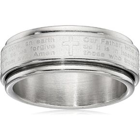 Amazon Collection Steeltime Men's 18k Gold Plated Our Father Prayer Spinner Band Ring