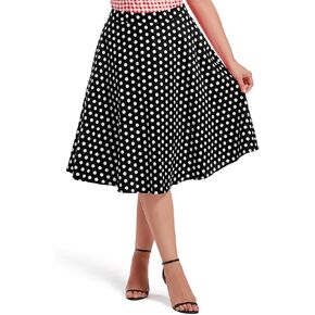 YARN & INK Women's Cotton Midi Skirts Trendy 1950s Vintage Casual A-line Swing Skirt 50s with Pockets Spring Fall