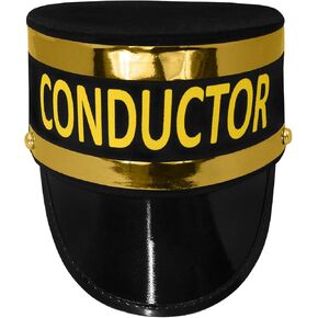 Nicky Bigs Novelties Adult Deluxe Train Conductor Hat - Railroad Engineer Hats - Halloween Costume Accessory, Black Gold, One Size in Kuwait