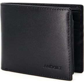 ANDOILT Wallet for Men Genuine Leather RFID Blocking Bifold Stylish Wallet with 2 ID Window - black in Kuwait