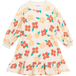 Mud Kingdom Little Girls Love Heart Smocked Sweatshirt Dress Long Sleeve Colorful