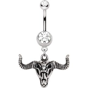 Pierced Owl Antique Bull Skull Head Dangle Belly Button Navel Ring in Saudi Arabia