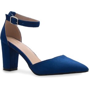 Olivia K Women's Sexy D'Orsay Ankle Strap Pointed Toe Block Heel Pump - Classic, Comfortable