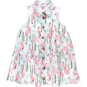RuffleButts® Baby/Toddler Girls Flowy Tiered Button Back Dress