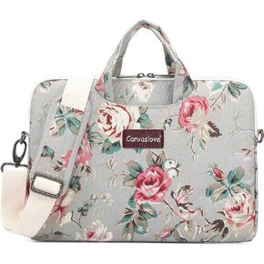 Canvaslove Laptop Shoulder Messenger Bag for MacBook Air Pro 13 inch,MacBook 14 inch and 13.3 Inch-14 inch Laptop (Grey Rose)