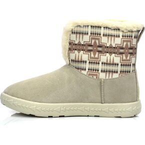 Pendleton Women's Cabin Fold-Down Shearling Lined Winter Snow Boot, Suede Sheepskin Non-Skid Ice Anti-Slip